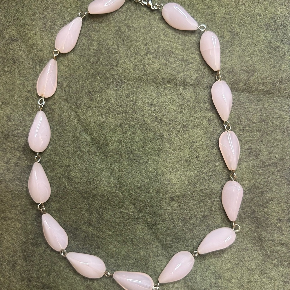 Elegant Pink Teardrop Stone Necklace